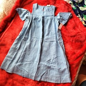 NWT Gap Girl's Denim Cold Shoulder Dress Size L
